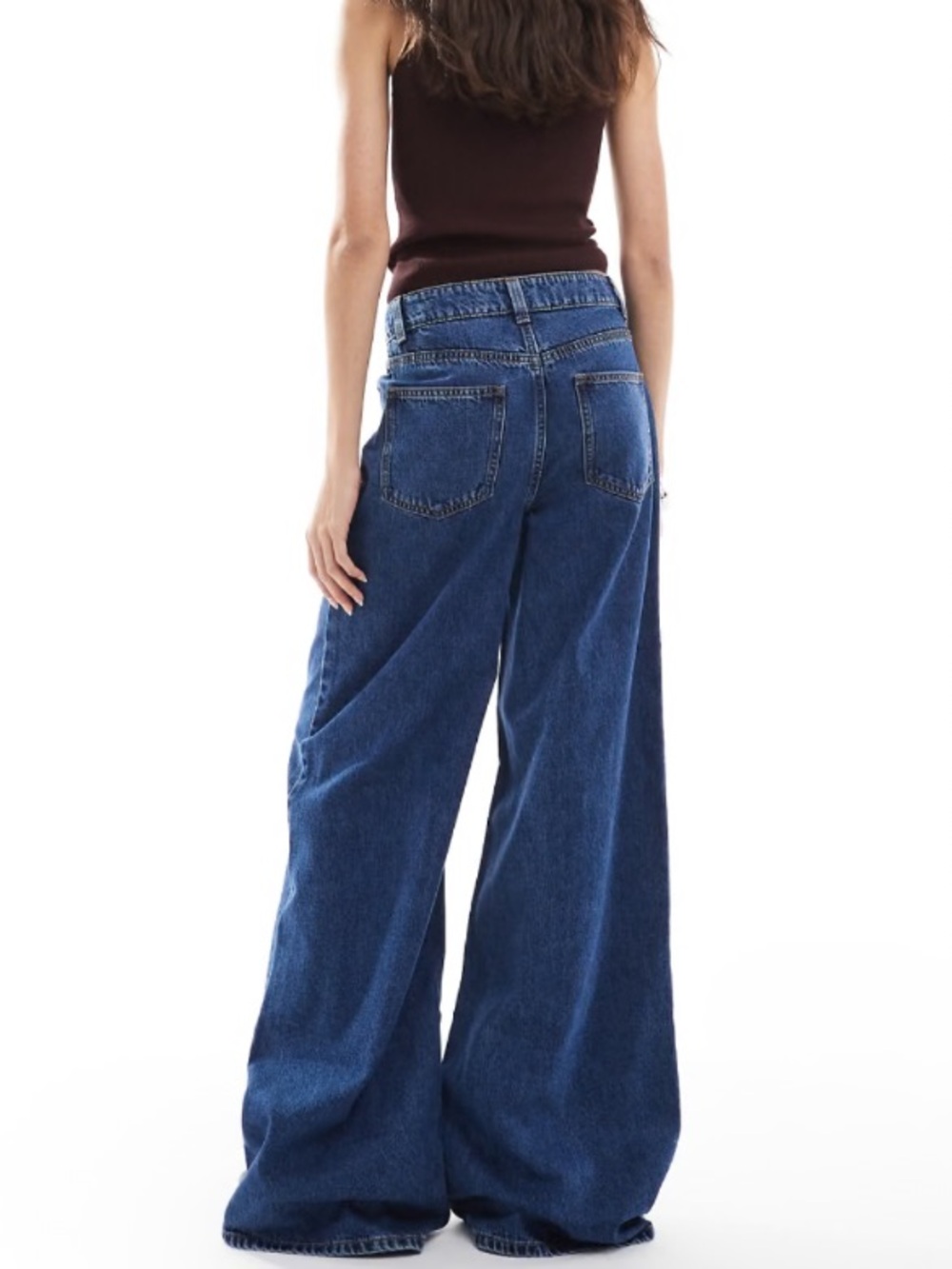 Asos Design NWOT Tall High Waist Wide Leg Jeans Midwash Blue Women's 28 x 36